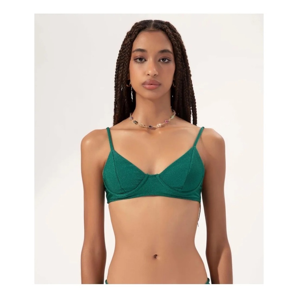 Salinas NWT Textured Blue Cheeky Bikini Swim Suit Set Size Small - Picture 5 of 7